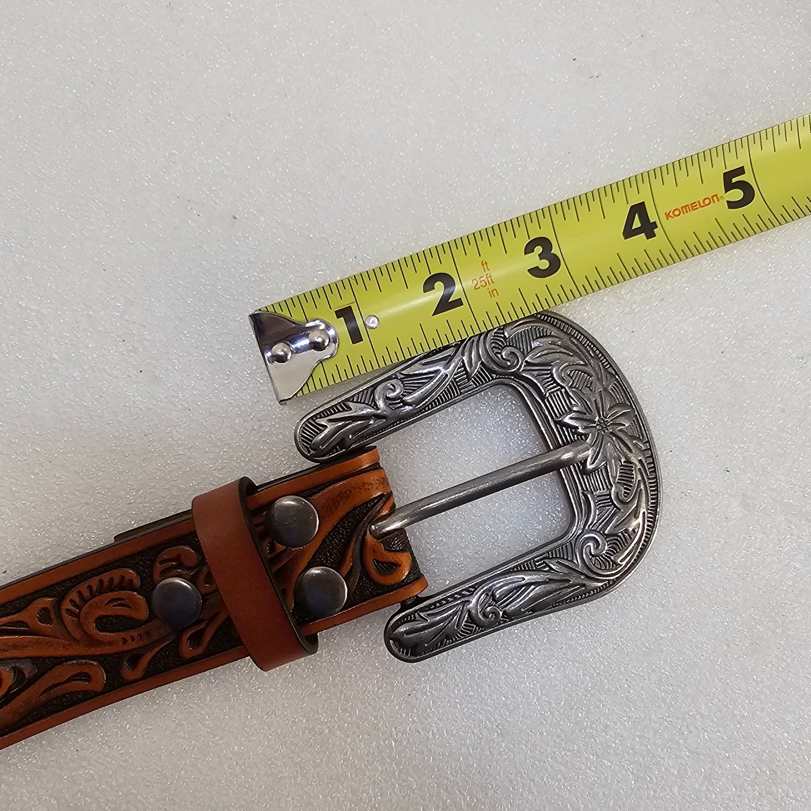 Western Leather Belt Cowboy Rodeo Casual Leather Belt Floral Embossed