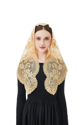 Elegant Catholic Church Lace Mantilla Chapel Veil  display picture 3