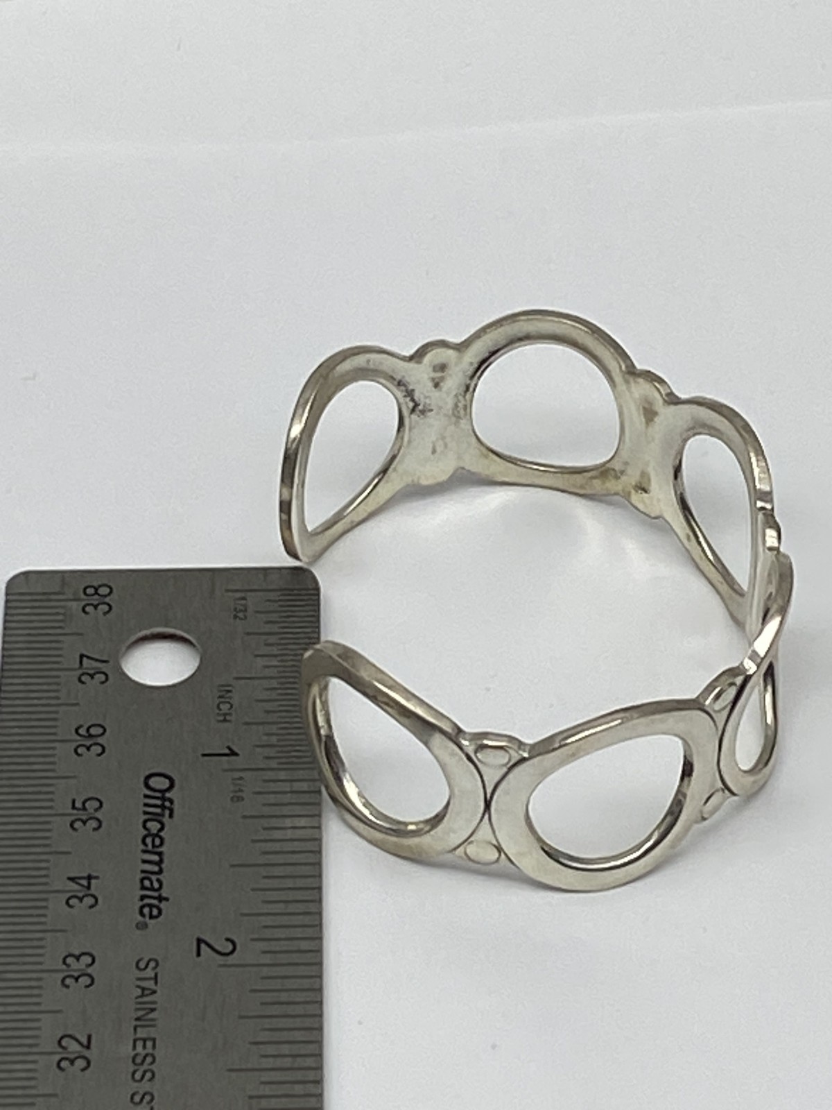 Sterling Silver Open Link Circle Cuff Bracelet 26… - image 8