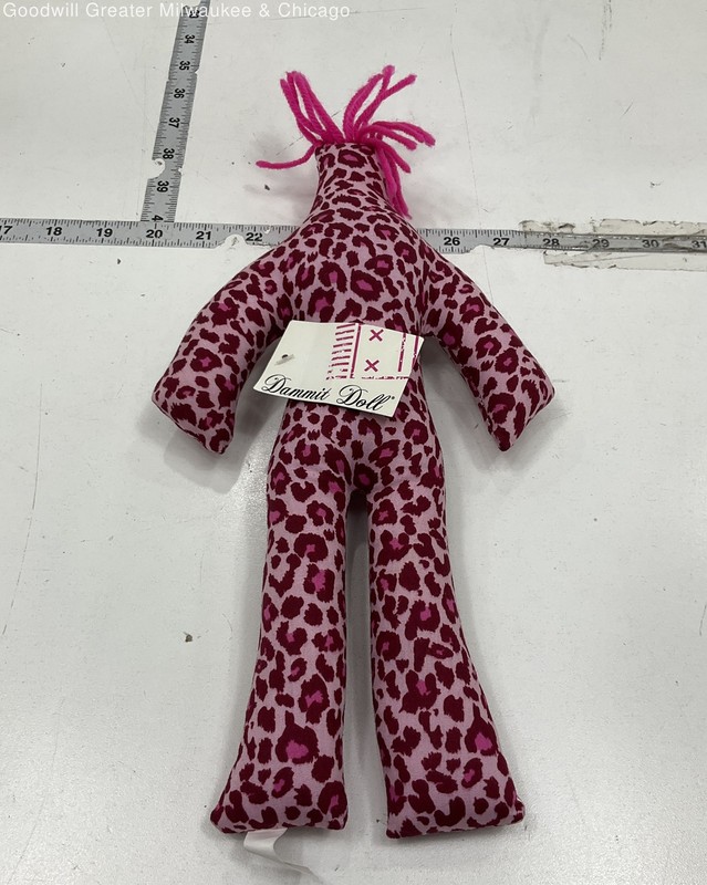Dammit Doll Pink Leopard Print Plush Stress Relief Doll Polyester Novelty