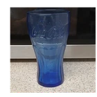 Coca-Cola Blue Glass Embossed Logo Soda Collectible Drinkware Vintage Style Cup
