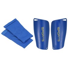 Size S Soccer Shin Guards Set, PVC Shin Pad with Cotton Calf Sleeve, Blue