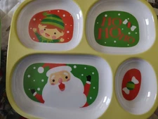 4E's Novelty Christmas Dinnerware Divided Plates For Kids (Set of 2) Melamine