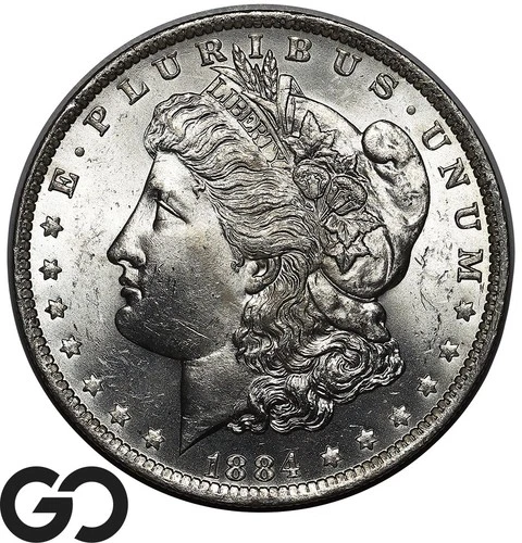 1884-O Morgan Silver Dollar Coin, Very Nice Gem BU++