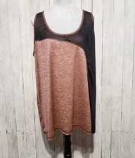 Livi Active 22 24 3X Tank Top Black Orange Split Back Scoop Neck Athleisure