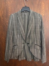 Free People Gray Pinstripe Single-Button Blazer