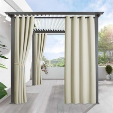 RYB HOME Outdoor Curtains for Patio 52"W x 84"L Pack of 1 , Biscotti Beige