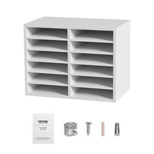 Literature Organizers, 12 Compartments Office Mailbox with Adjustable Shelves, W