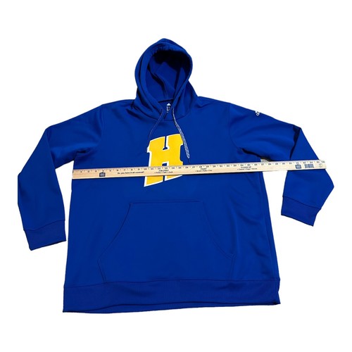 Adidas Hooded Sweatshirt Mens XXL Royal Blue Yellow Hoodie “H” - Picture 3 of 8