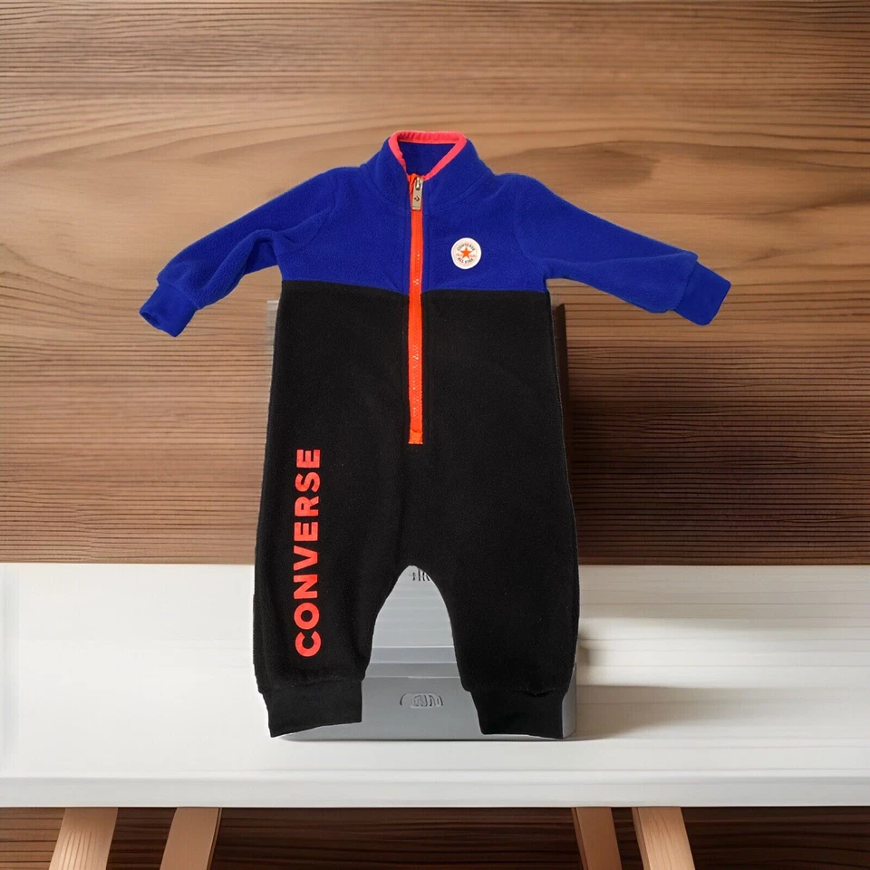 Bebé Converse All Star Una Pieza Vellón Cremallera Frontal 6 Meses Baloncesto Deportes Foto 2 de 4