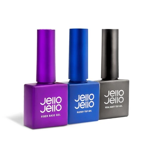 Jello Jello nail 3-piece set, fixer base gel + non-wipe top gel + matte top gel