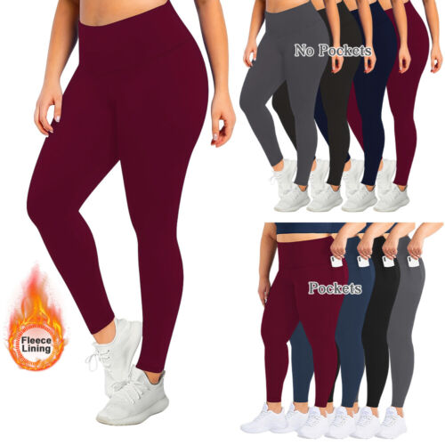 Plus Size Womens Fleece Lined Leggings Pants Winter Warm Thermal Yoga Trousers