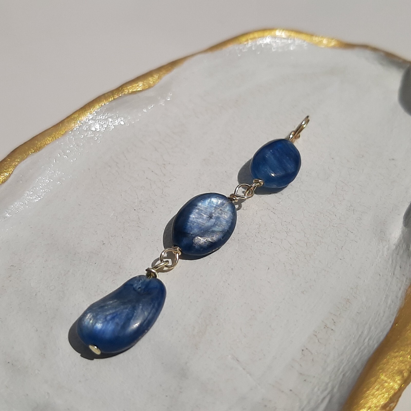 Pendentif en cyanite véritable et laiton doré à l'or jaune 14k pour femme
