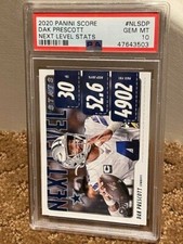 2020 Panini Score Dak Prescott PSA 10 Card Cowboys next level stats POP 1