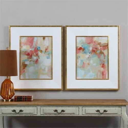Uttermost A Touch Of Blush And Rosewood Fences Fir Art in Multi-Color (Set of 2) - Picture 1 of 2