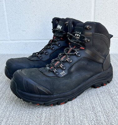 HELLY HANSEN 6'' Men'sWork Boots 171005 Black Leather Composite Toe & Plate 12 US