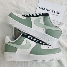 Air Force 1 Custom White Shoes Sage Calming Green Forest Tree Vibes Mens Womens