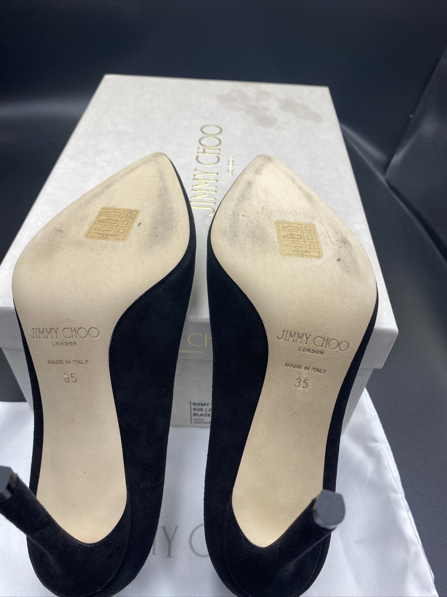 Jimmy Choo 'Romy' 100 Black Suede Stiletto Heels Court Size Uk 2