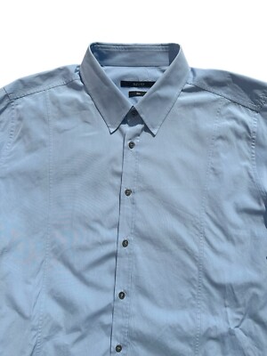 Gucci Men's Button Up Dress Shirt Size 45/17.75 Slim Fit Blue | eBay