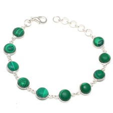 Green Malachite Gemstone Handmade 925 Sterling Silver Jewelry Bracelets Size 7-8