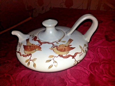 Vintage Arnaldo Miniati ~ handbemalte Spatz Keramik ~ große Teekanne / Teekanne