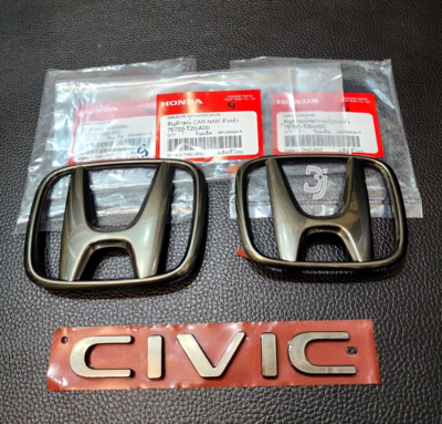 2022-2025 Honda Civic FE 1SET H+C Titanium Color Logo Emblem Badge