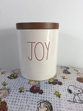 Rae Dunn Joy Cup Container For Bath with Wood Top - Christmas Holiday