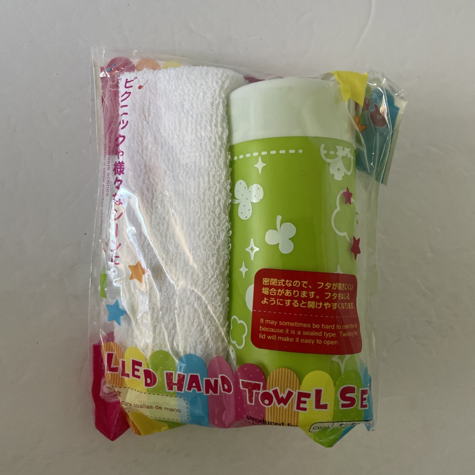 Bento Box Lunch Oshibori Towel Case - Green Clover Design 4.5" Tall Case