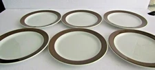 6-BREAD & BUTTER  PLATES 6.1/2 -FIGGJO NORWAY-MED KORUND--STACKABLE-BROWN BAND