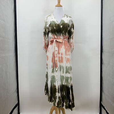 Young Fabulous & Broke Tie Dye Maxi Dress S Small Waist Tie Faux Wrap Slant  Hem | eBay
