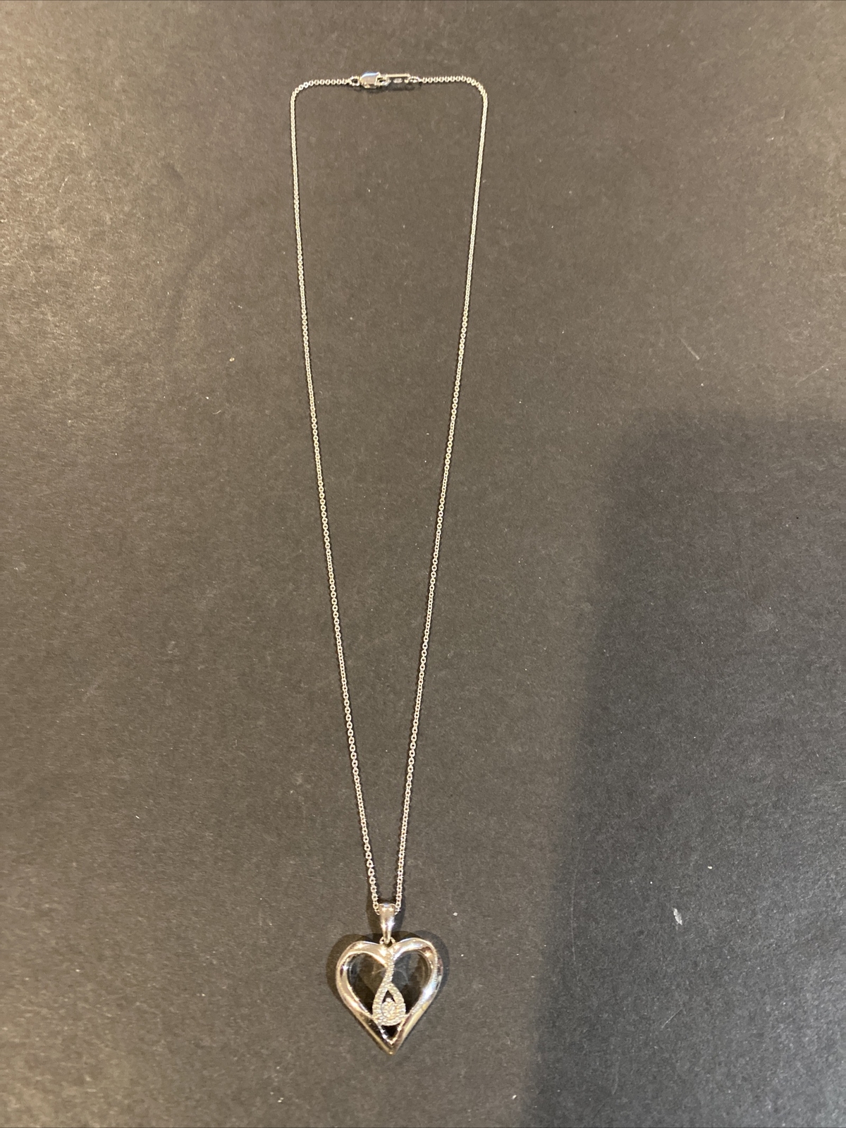 JWBR 925 Sterling Silver Diamond Heart Pendant Neclace eBay