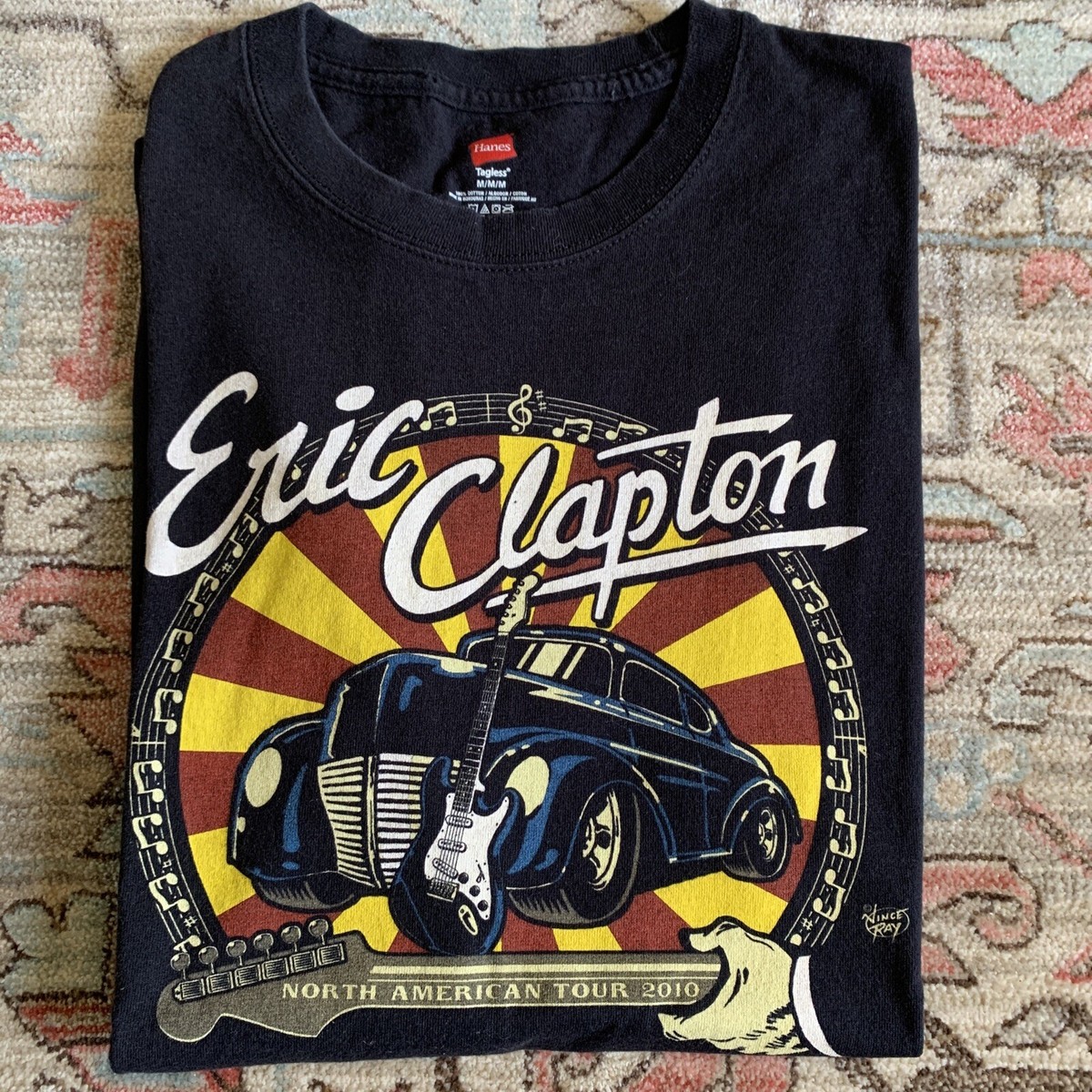 Eric Clapton Tshirt 2010 North American Tour Adult Medium Black