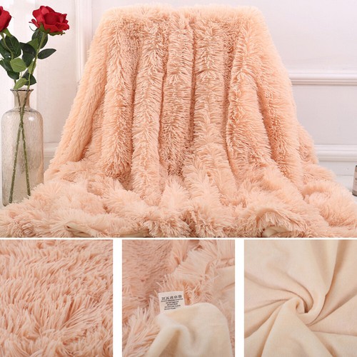 80x120cm Fluffy Shaggy Warm Bed Sofa Bedspread Bedding Sheet Throw Blanket - Picture 9 of 27