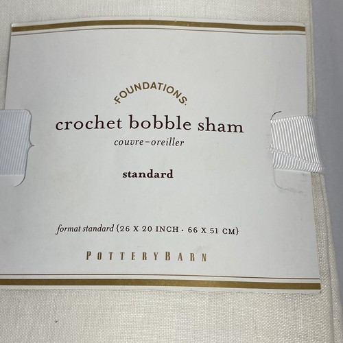 Pottery Barn Linen Pillow Case “Crochet Bobble Sham” Standard 26 In. x