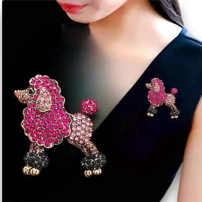 POODLE DOG Sparkling Rhinestone Party Casual Whimsical Elegance Jewelry Gifts