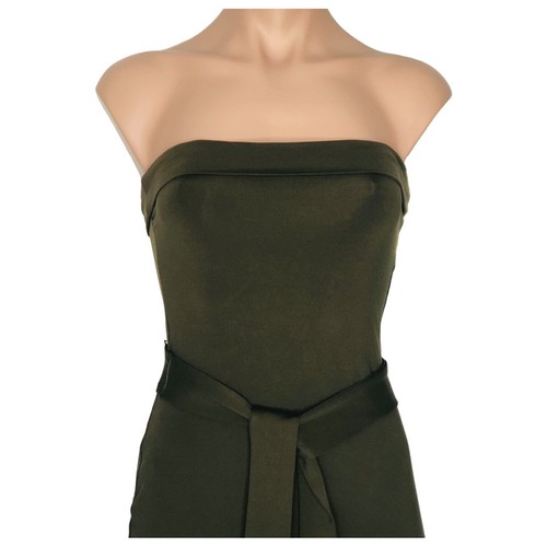 Kookai Dress Size 1 / AU 10 Oakley Bodycon Strapless Tie Belt Olive Green - Picture 2 of 13