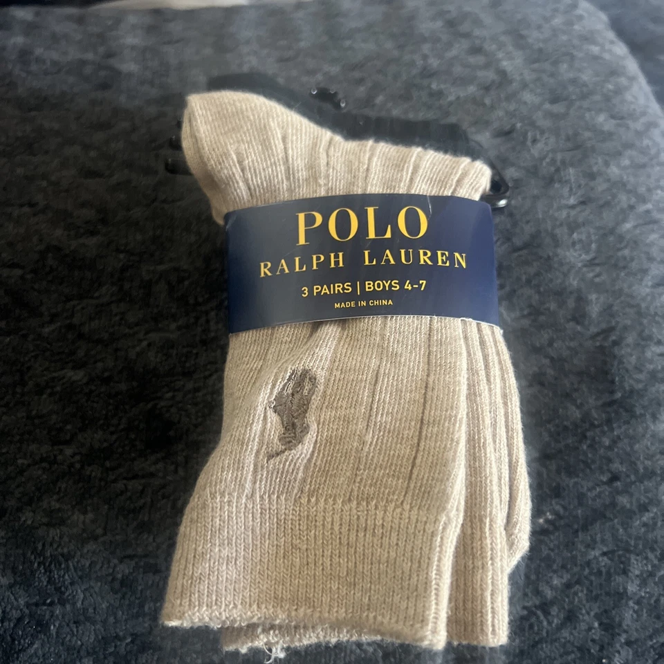 Polo Ralph Lauren Juego de 3 Pares Niños 4-7, ¡¡NUEVO!! Beige, azul oscuro, negro  Foto 2 de 4