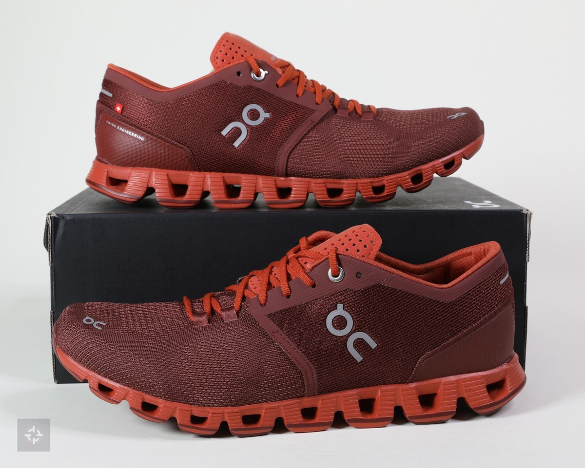 靴 Ruddy On Cloud X 1.0 Sienna Rust Red Grey Athletic Shoes Men's