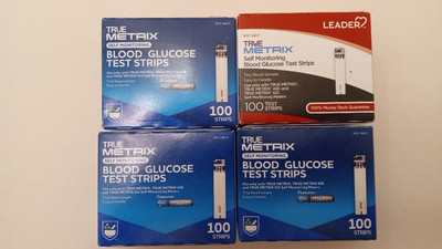 True Metrix Glucose Test Strips 400 TOTAL - 4 Boxes of 100 EXP 7/18/2025
