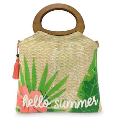 Disney Store Mickey Mouse Tropical Hideaway Woven Tote Bag Hello Summer 