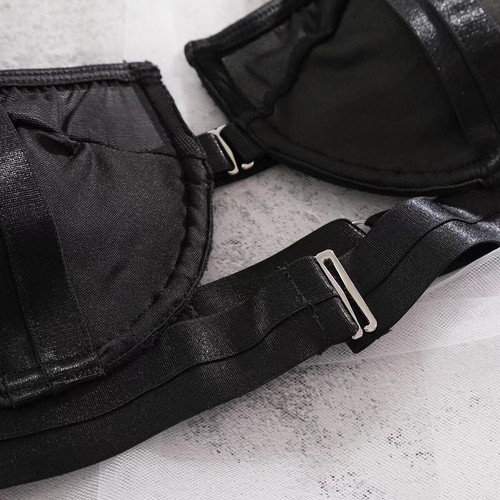 Sexy Mujeres Lencería Encaje Sujetador Transparente Tanga Conjunto Vendaje Trajes Ropa de dormir Negro - Imagen 14 de 35