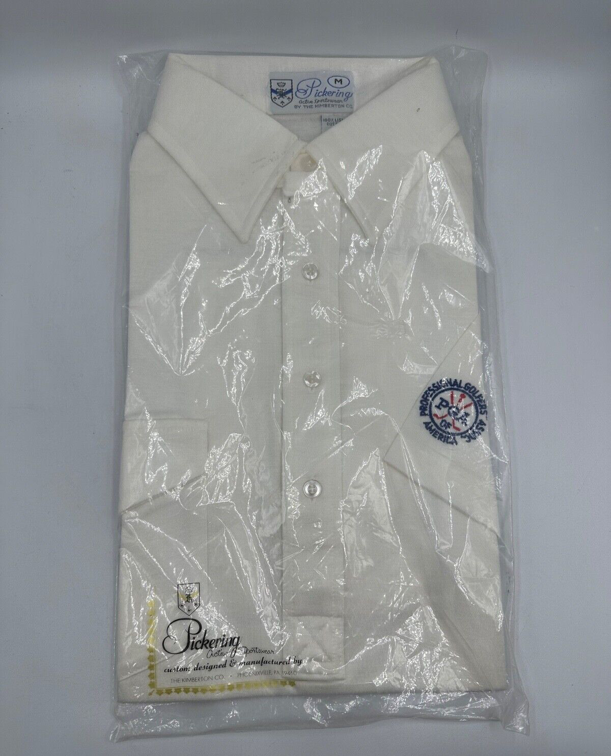 Vtg 1980s Pickering Polo Shirt Men’s M White PGA of America Logo Blemish