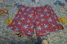 Vineyard Vines Octopus Fish Red 7" Printed Chappy Swim Trunks Short Men's Large