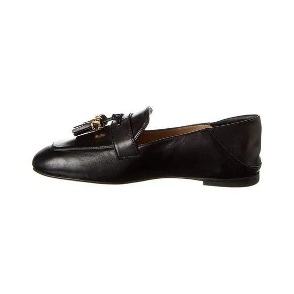 Stuart Weitzman Wylie Signature Leather Loafer, Flats Shoe Black  Logo Tassel 10 - Image 2 of 4