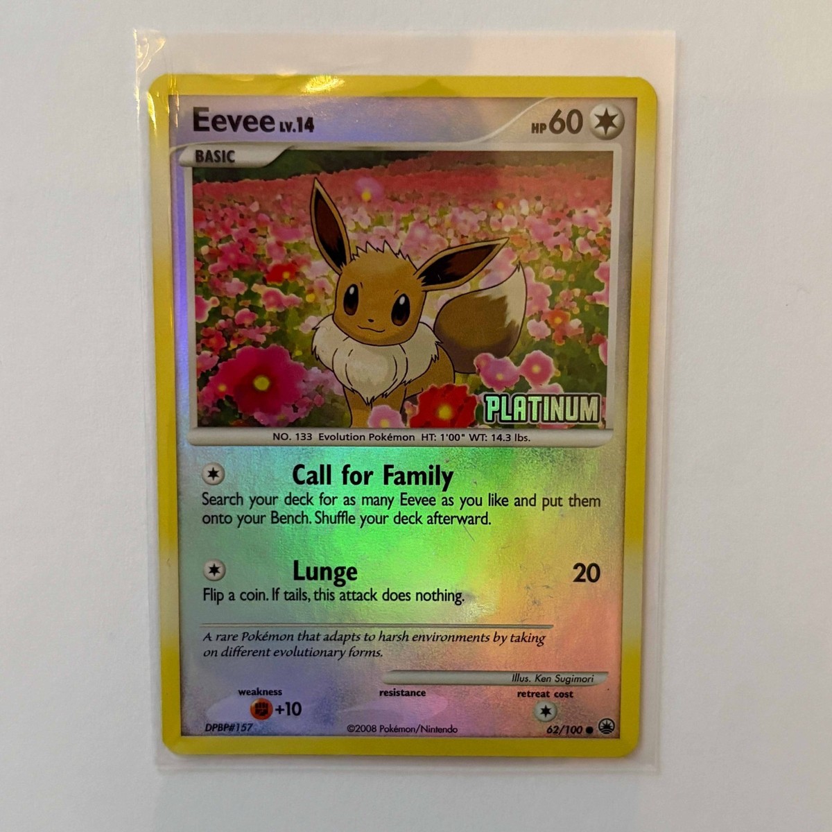 LP Pokémon Eevee TCG Stamped Reverse Holo 62/100 Platinum Promo Card Rare  SSP