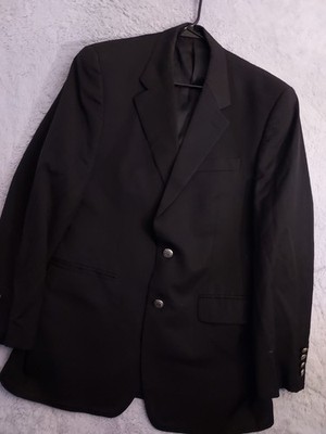 Chaps Ralph Lauren Blazer Mens 38R Black 100% Wool Metal Buttons Faded Jacket