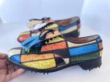 Vintage 60's 70s Pro Shu Patchwork Retro Mod Go Go Leather Oxfords Golf Shoes