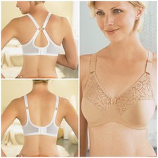 Glamorise 2-N-1 CONVERTIBLE 50D 50DD T-Back Racerback Bra Stretch-Lace Nude NEW