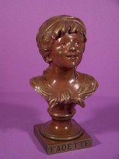 Stary brązowy biust dziewczęcy fadette podpisany Auguste Moreau około 1880 roku