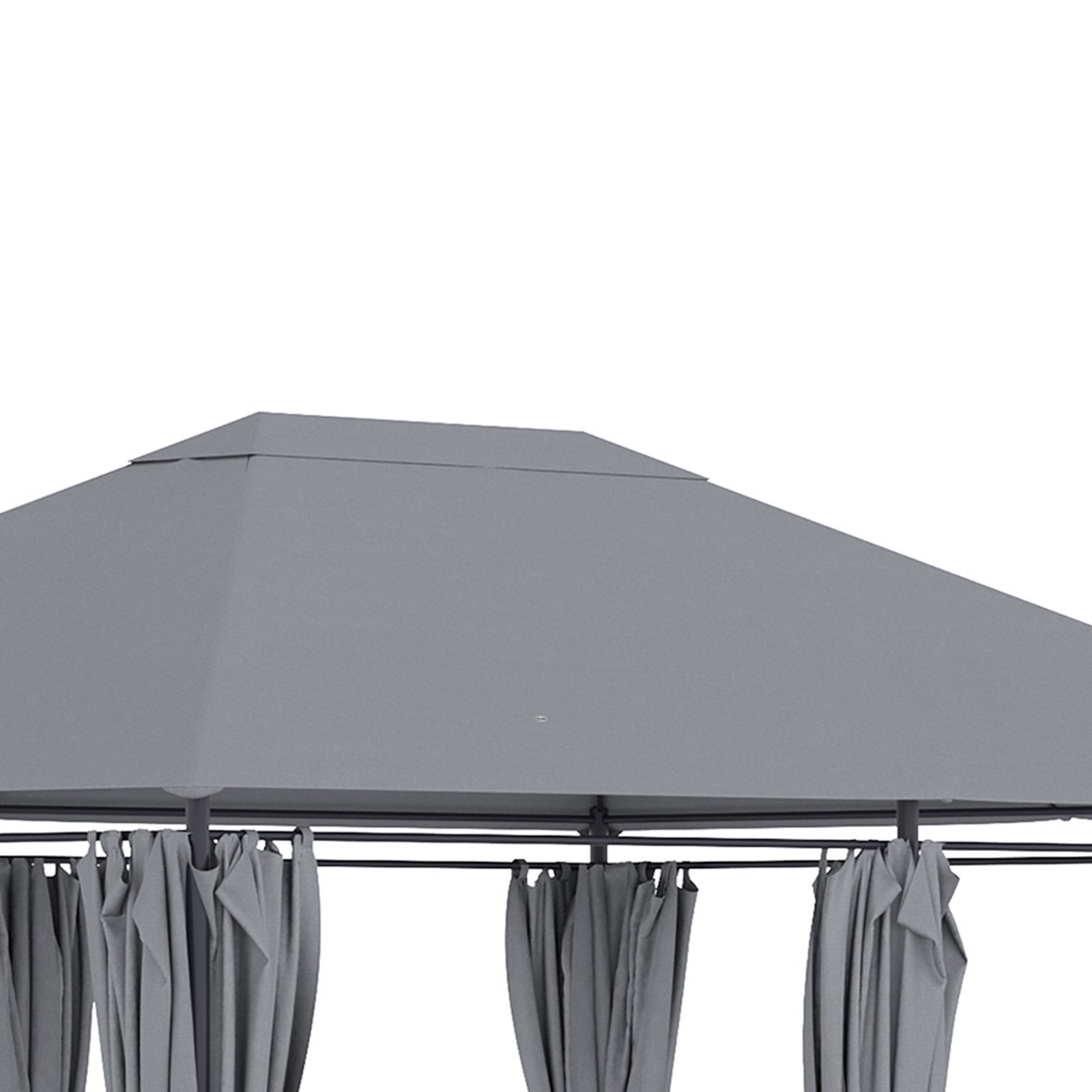 13' x 10' Steel Outdoor Patio Gazebo Pavilion Canopy Tent w/ Curtains Grey
